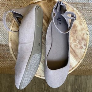 Never Worn Taupe Flats with Ankle Strap